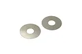 Two small, thin, circular metal differential shims for RC cars, shown against a plain white background.