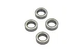 Four metal shielded ball bearings arranged in a diamond pattern against a white background.