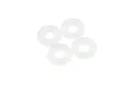 Four small, translucent white silicone O-rings arranged in a cluster against a white background.