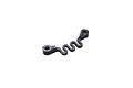 A black carbon fiber RC Maker flexible bulkhead brace with a wavy, serpentine design and two mounting holes.