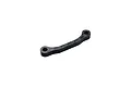 A curved carbon fiber RC chassis brace with two mounting holes, isolated on a white background.