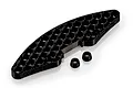 RC Maker 3D printed black honeycomb front bumper for RC cars with two small mounting spacers on a white background.
