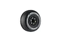 A single Louise SC-Groove RC short course tyre mounted on a black spoked rim with gold-coloured hex hardware, isolated against a white background.