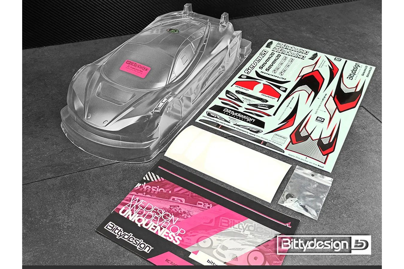 Bittydesign 1/10 Seven20 GT Unpainted Body Shell w/ Decals