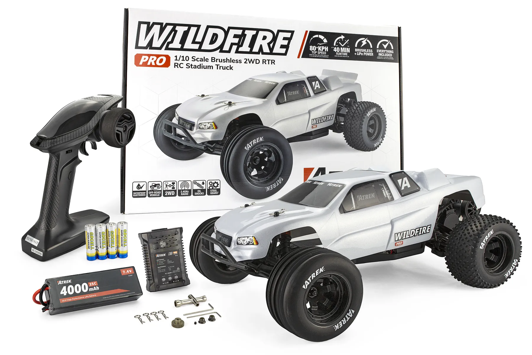 Atrek Wildfire Pro RC Stadium Truck Electric Brushless 2WD 1/10 Scale ...