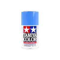 A 100ml can of Tamiya TS-10 French Blue lacquer spray paint for plastic models, featuring the iconic Tamiya twin-star logo on a white background.