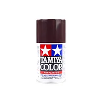 A 100ml can of Tamiya TS-11 Maroon lacquer spray paint for plastic models, featuring the iconic Tamiya red and blue star logo on a white label.