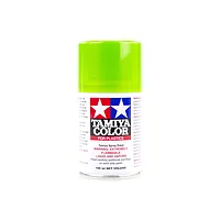 A 100ml can of Tamiya TS-52 Candy Lime Green lacquer spray paint for plastics, featuring a bright green cap and the Tamiya logo.