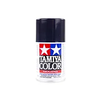 A 100ml can of Tamiya TS-55 Dark Blue lacquer spray paint for plastic models, featuring the Tamiya logo and white text on a dark blue background.