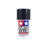 A 100ml can of Tamiya TS-64 Dark Mica Blue lacquer spray paint for plastic models, featuring the Tamiya logo on a white background.