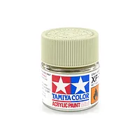 A 10ml jar of Tamiya XF-76 Grey Green flat acrylic paint with a light green ribbed cap against a white background.
