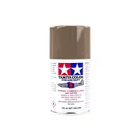 A 100ml spray paint can of Tamiya AS-22 Dark Earth (RAF) for aircraft models, featuring a brown cap and white label with Tamiya branding.