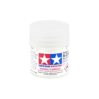 A small 10ml glass bottle of Tamiya X-20A Acrylic Paint Thinner with a white screw-on cap against a white background.