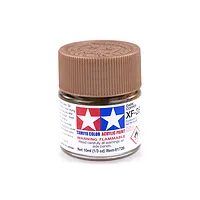 A 10ml jar of Tamiya XF-28 Dark Copper flat acrylic paint with a brown plastic screw-top lid against a white background.