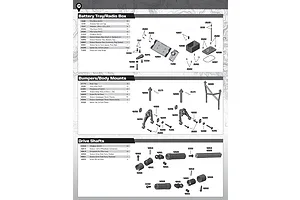 Battery Mount, Radio Tray, Body Mounts, Servo Horn, Shock Tower & Driveshaft