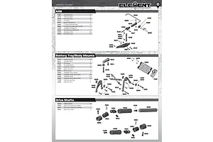 Rear Suspension, Battery Mount, Servo Horn, Shock Tower & Driveshaft
