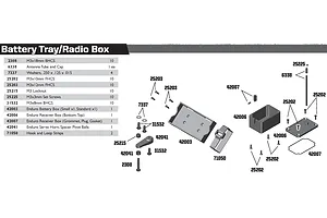 Radio Tray, Servo Horn & Battery Mount