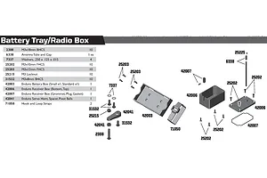 Radio Tray, Servo Horn & Battery Mount