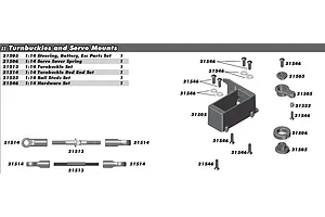Turnbuckles, Servo Mount & Servo Saver
