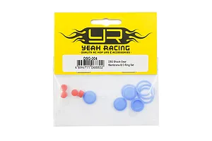 Yeah Racing DSG-004 shock membrane and O-ring set in original yellow and clear plastic packaging.