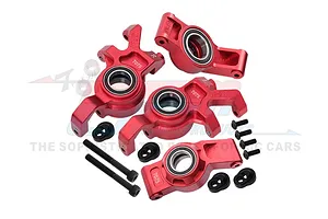 GPM Aluminium Front Steering Hubs &amp; Rear Hubs with Oversized Bearings Set - Red