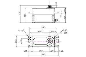 Reefs RC Aluminium 299 Low Profile 23kg 8.4V Brushless Metal Gear Servo - Black image 100846