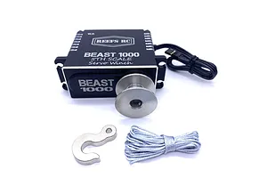 Reefs RC Aluminium BEAST 1000 1/5 Scale 77kg 8.4V Brushless Metal Gear Winch Servo with Spool - Black image 100951