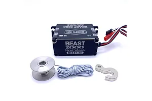 Reefs RC Aluminium BEAST 2000 1/5 Scale 144kg 16.8V Direct Power Brushless Metal Gear Winch Servo with Spool - Black image 100956