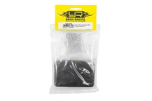 Yeah Racing titanium screw kit for Kyosho Optima Pro, featuring a plastic storage box and assorted screws in a branded retail bag.