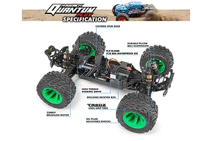 Maverick Quantum MT Flux RC Monster Truck Electric Brushless 4WD 1/10 Scale RTR - Silver/Green image 101733