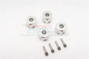 GPM Silver Aluminium 12mm Wheel Hex +11mm Adapters 4Pcs