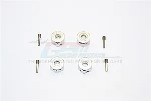 GPM Silver Aluminium 12mm Wheel Hex +8mm Adapters 2Pcs