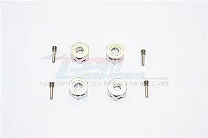 GPM Silver Aluminium 12mm Wheel Hex +8mm Adapters 4Pcs