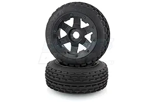 Rovan 4.7/5.5" Baja 5B Front Dirt Buster Tyres on Black Rims - Beadlocked Wheels 2Pcs image 10266