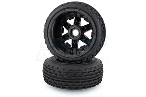 Rovan 4.7/5.5" Baja 5B Front Dirt Buster Tyres on Black Rims - Beadlocked Wheels 2Pcs image 10267