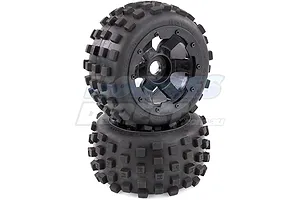 Rovan 4.7/5.5" Baja 5B Rear MX Tyres on Black Rims - Beadlocked Wheels 2Pcs image 10291