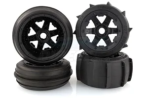 Rovan 4.7/5.5" Baja 5B Sand Buster Tyres on Black Rims - Beadlocked Wheel Set image 10298