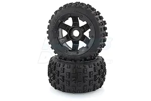 Rovan 4.7/5.5" Baja 5B Rear Bow Tie Tyres on Black Rims - Beadlocked Wheels 2Pcs image 10312