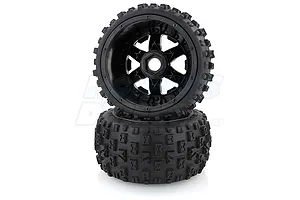 Rovan 4.7/5.5" Baja 5B Rear Bow Tie Tyres on Black Rims - Beadlocked Wheels 2Pcs image 10313