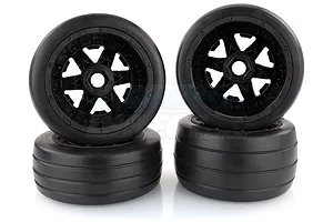 Rovan 4.7/5.5" Baja 5B Slick Tyres on Black Rims - Beadlocked Wheel Set image 10331