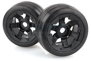 Rovan 4.7/5.5" Baja 5B Rear Slick Tyres on Black Rims - Beadlocked Wheels 2Pcs image 10378