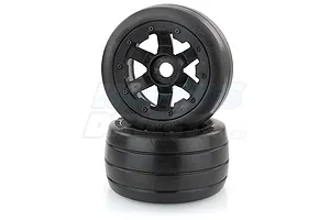 Rovan 4.7/5.5" Baja 5B Rear Slick Tyres on Black Rims - Beadlocked Wheels 2Pcs image 10379
