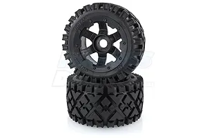 Rovan 4.7/5.5" Baja 5B Rear All Terrain Tyres on Black Rims - Beadlocked Wheels 2Pcs image 10391