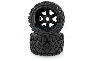Rovan 4.7/5.5" Baja 5B Rear All Terrain Tyres on Black Rims - Beadlocked Wheels 2Pcs image 10392