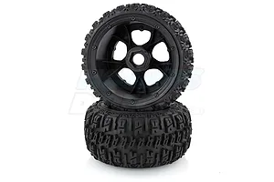 Rovan 4.7/5.5" Baja 5B Rear Trencher Tyres on Black Rims - Beadlocked Wheels 2Pcs image 10411