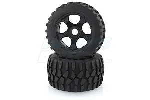 Rovan 4.7/5.5" Baja 5B Rear Gravel Tyres on Black Rims - Beadlocked Wheels 2Pcs image 10416