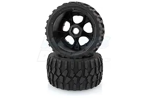 Rovan 4.7/5.5" Baja 5B Rear Gravel Tyres on Black Rims - Beadlocked Wheels 2Pcs image 10417