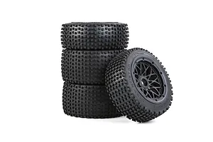 Rovan 4.7/5.5" Baja 5B Dirt Buster Tyres on Black Mesh Rims 4Pcs - Beadlocked Wheels image 104257