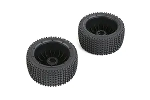 Rovan 4.7/5.5" Baja 5B Rear Dirt Buster Tyres on Black Mesh Rims 2Pcs - Beadlocked Wheels image 104264