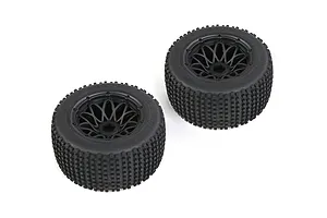 Rovan 4.7/5.5" Baja 5B Rear Dirt Buster Tyres on Black Mesh Rims 2Pcs - Beadlocked Wheels image 104265